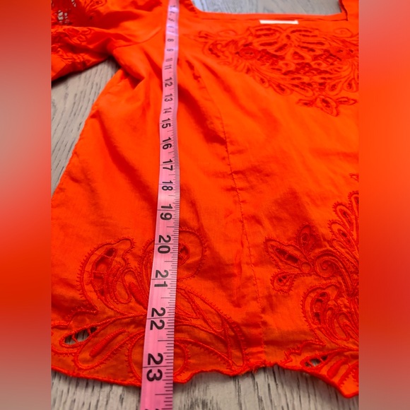 Anthropologie Bright Orange/Red Cut Out Blouse Size S - Picture 7 of 7